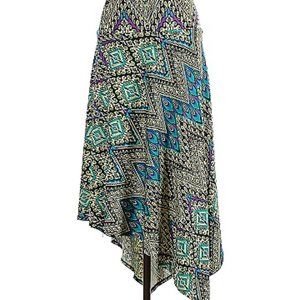 Peacock pattern asymmetric skirt size S